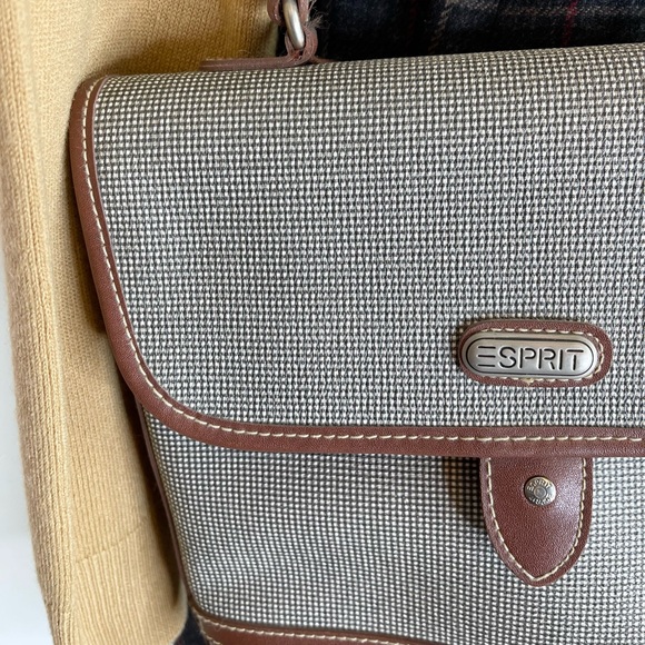 Vintage Esprit Crossbody Handle Bag Purse | Brown Check Pattern - Picture 3 of 10